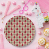 Rode bruine tan buffelplaid rustieke kerst papieren bordje (Feest)