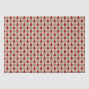 Rode Bruine Taupe Buffalo Plaid Rustieke Kerst Tissuepapier