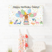 Rode Brussels Griffon Hond Verjaardagsfeest Spandoek (Insitu)