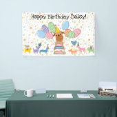 Rode Brussels Griffon Hond Verjaardagsfeest Spandoek (Beurs)
