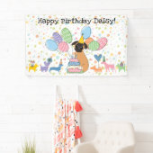 Rode Brussels Griffon Hond Verjaardagsfeestje Spandoek (Insitu)