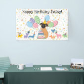 Rode Brussels Griffon Hond Verjaardagsfeestje Spandoek (Beurs)