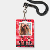 Rode Bubbel Hartjes Verjaardagsfeest VIP Pas Badge (Voorzijde met lanyard)