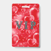 Rode Bubbel Hartjes Verjaardagsfeest VIP Pas Badge (Achterkant)