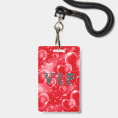 Rode Bubbel Hartjes Verjaardagsfeest VIP Pas Badge (Achterkant met lanyard)