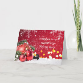 Rode bubbels, saus-takken Poolse Kerstmis Feestdagen Kaart