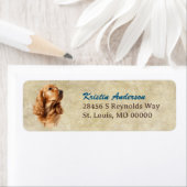 Rode Buff Cocker Spaniel Portret Retouradres Etiket (Insitu)
