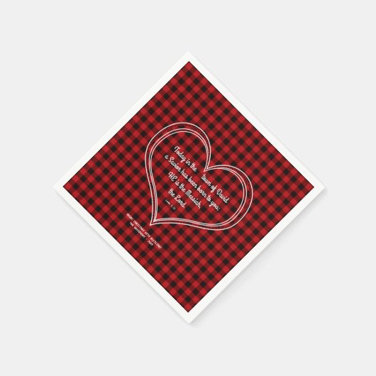 Rode Buffalo Bijbeltekst Kerstmis in landelijke st Servet (Hoek)