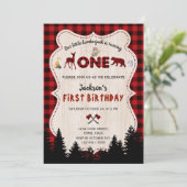 Rode Buffalo Bosdieren Jongen 1e Verjaardag Kaart (Staand voorkant)