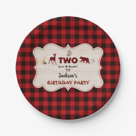 Rode Buffalo Bosdieren Jongen 2e Verjaardag Papieren Bordje