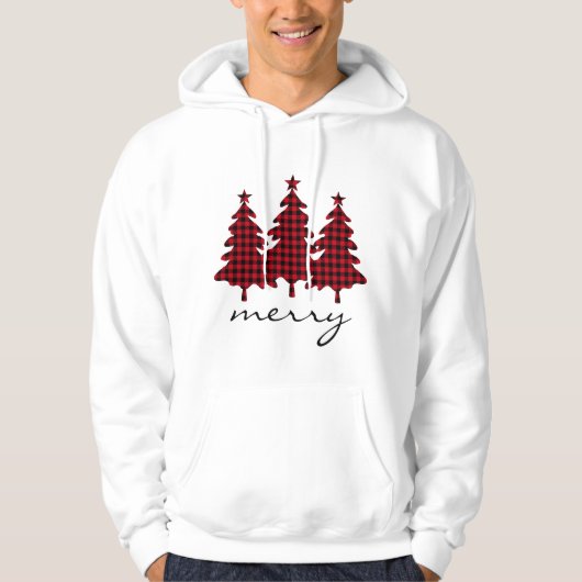 Rode Buffalo Check Dennenhouten Hoodie (Voorkant)