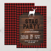 Rode Buffalo Check & Herten Jacht Feest Kaart (Voorkant / Achterkant)