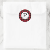 Rode Buffalo Check Retouradreslabel Ronde Sticker (Tas)