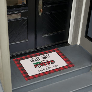 Rode Buffalo drift- en boommonogram Deurmat