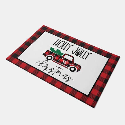 Rode Buffalo drift- en boommonogram Deurmat (Schuin)