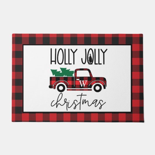 Rode Buffalo drift- en boommonogram Deurmat (Voorkant)