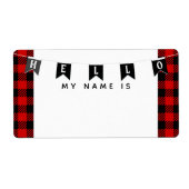 Rode Buffalo geplakt Hallo mijn naam is naamlabels Etiket (Voorkant)