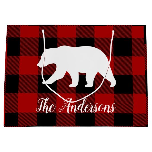 Rode Buffalo geruit & Beer | Persoonlijke naam cad Groot Cadeauzakje (Voorkant)