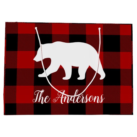 Rode Buffalo geruit & Beer | Persoonlijke naam cad Groot Cadeauzakje (Achterkant)