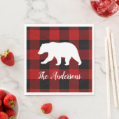 Rode Buffalo geruite beer | Persoonlijke naam cade Servet (Insitu)