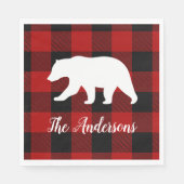 Rode Buffalo geruite beer | Persoonlijke naam cade Servet (Voorkant)