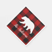 Rode Buffalo geruite beer | Persoonlijke naam cade Servet (Hoek)