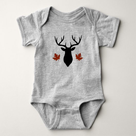 Rode Buffalo geruite hertenbok esdoornblad Romper (Voorkant)