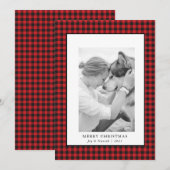 Rode Buffalo geruite huisdier foto kerstkaart (Voorkant / Achterkant)