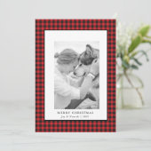 Rode Buffalo geruite huisdier foto kerstkaart (Staand voorkant)