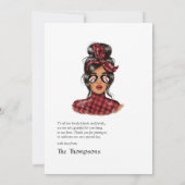 Rode Buffalo geruite Kerst-wijn Bedankkaart (Achterkant)