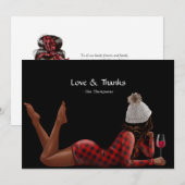 Rode Buffalo geruite Kerst-wijn Bedankkaart (Voorkant / Achterkant)