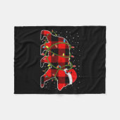 Rode Buffalo geruite kerstboom licht beer pyjama Fleece Deken (Voorkant (Horizontaal))