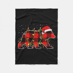 Rode Buffalo geruite kerstboom licht beer pyjama Fleece Deken