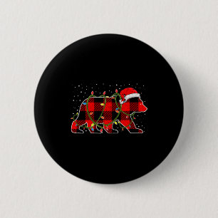 Rode Buffalo geruite Kerstboom Licht Beer Pyjama Ronde Button 5,7 Cm