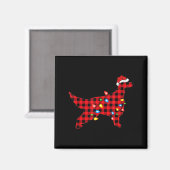 Rode Buffalo geruite Kerstman Ierse Setter Hond Ke Magneet (Voorkant / Achterkant)