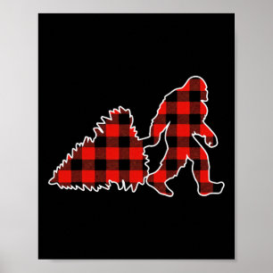 Rode Buffalo geruite pyjama Bigfoot Kerstmis Poster