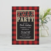 Rode Buffalo geruite rustieke KERST Christmas Part Kaart (Staand voorkant)