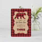 Rode Buffalo geruite verjaardag DRIE Maatwerk Kaart (Staand voorkant)