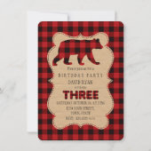 Rode Buffalo geruite verjaardag DRIE Maatwerk Kaart (Achterkant)