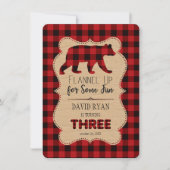 Rode Buffalo geruite verjaardag DRIE Maatwerk Kaart (Voorkant)