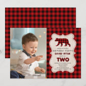 Rode Buffalo Houthakker Foto 2e Verjaardagsfeestje Kaart (Voorkant / Achterkant)