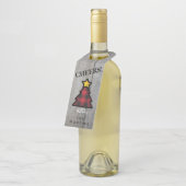 Rode Buffalo met kerstboom Flessenhanger (Schuin)