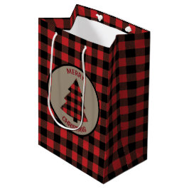 Rode Buffalo met kerstboom Medium Cadeauzakje