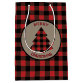 Rode Buffalo met kerstboom Medium Cadeauzakje (Voorkant)