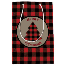 Rode Buffalo met kerstboom Medium Cadeauzakje