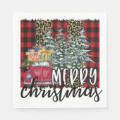 Rode Buffalo met kerstboom Servet (Voorkant)