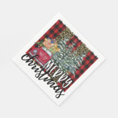 Rode Buffalo met kerstboom Servet (Hoek)