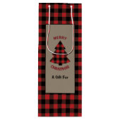 Rode Buffalo met kerstboom Wijn Cadeautas (Voorkant)