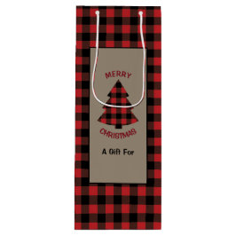 Rode Buffalo met kerstboom Wijn Cadeautas