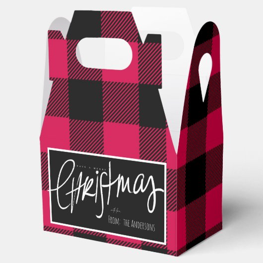 Rode Buffalo met kerstmis Bedankdoosjes (Geopend)